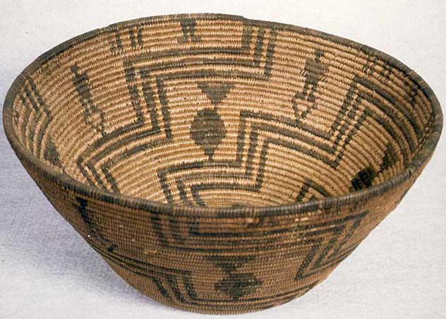 Shallow patterned basket attributed, with uncertainty, to Apache makers by the USGS