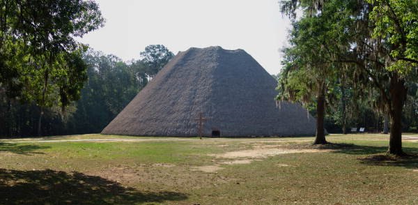 Reconstructed Apalachee council house at Mission San Luis