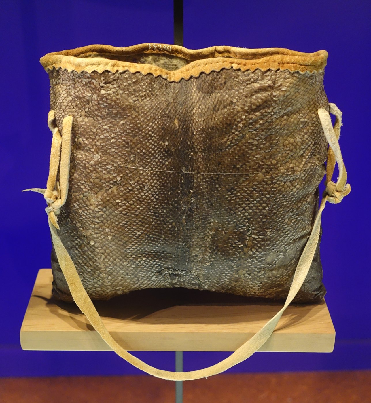 Salmon-skin bag, catalogued as Bannock-Shoshone
